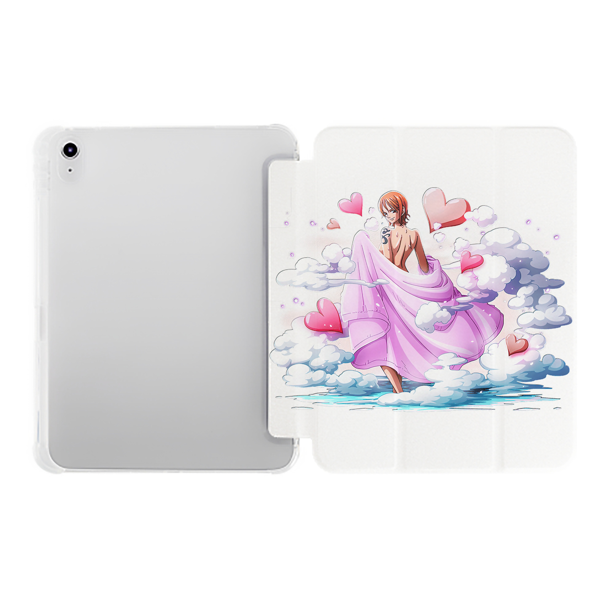 （画像用） ワンピース ナミ ONE PIECE Nami IPad ケース ペン収納付き 三つ折りスタンド PUレザー×シリコン 対応機種9.5/10.5/10.9インチ